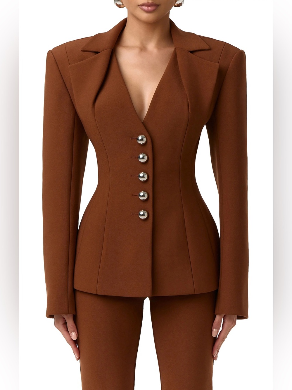 Naked Wardrobe Ponte Blazer Dark Mocha
